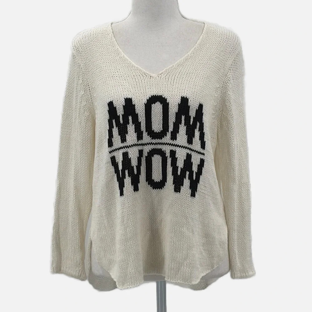 Wooden Ships Mom Wow Knit Open Weave Sweater - Size XS/S